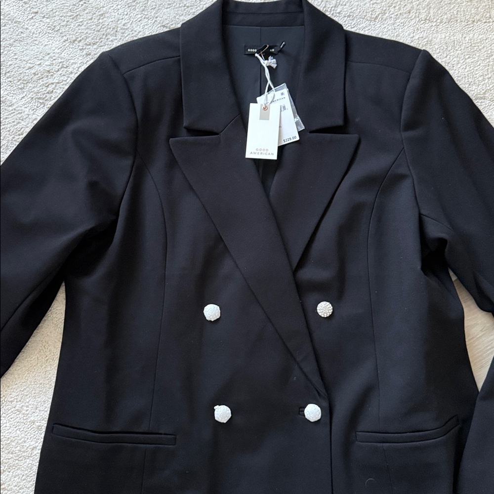 NEW- Good American Ponte Embellished Executive Blazer Minidress - Picture 3 of 16